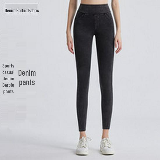 Women's Cross-Border Yoga Fitness Pants, High Elastic Slimming with Pocket, Cat Whiskers Pattern, Breathable, Casual Outerwear.