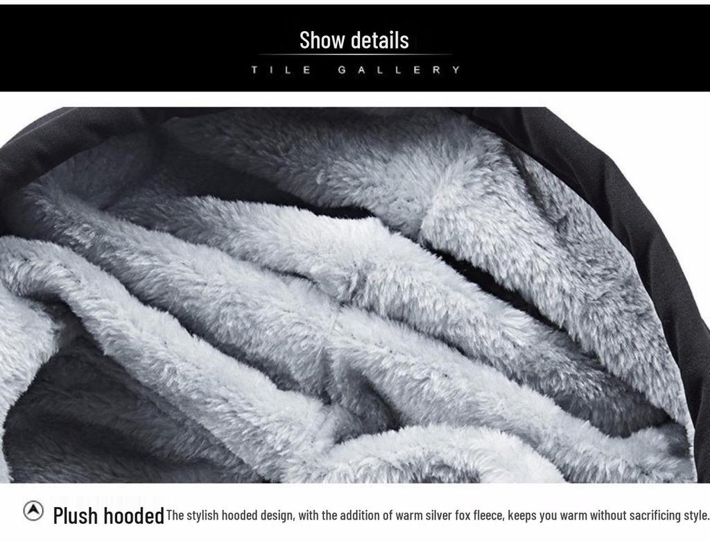 Men's Windproof Fleece-Lined Hooded Casual Set: Thick Autumn/Winter Loose Fit Warm Sports Pants