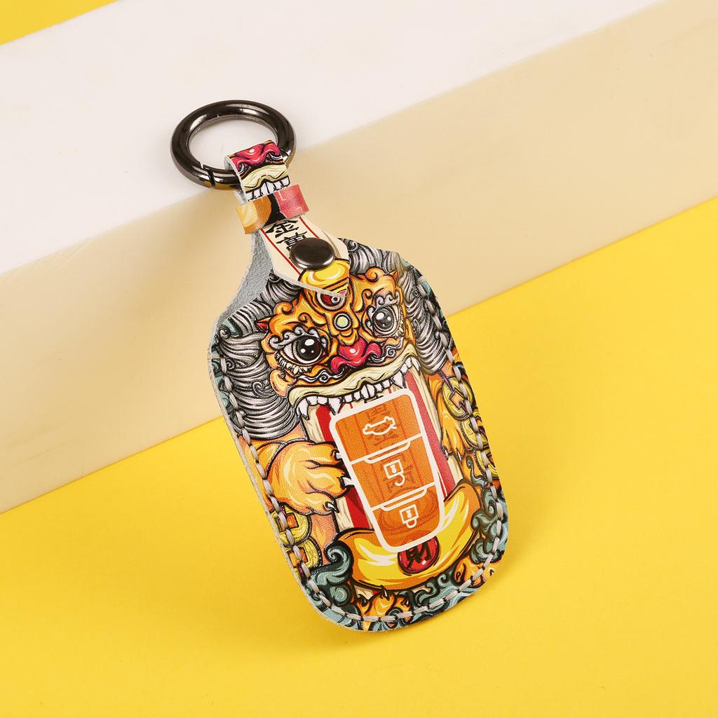The Key Bag Is Suitable for Toyota Gift Customization, Personalized Creative Handmade Leather, Guochao Car Key Cover.