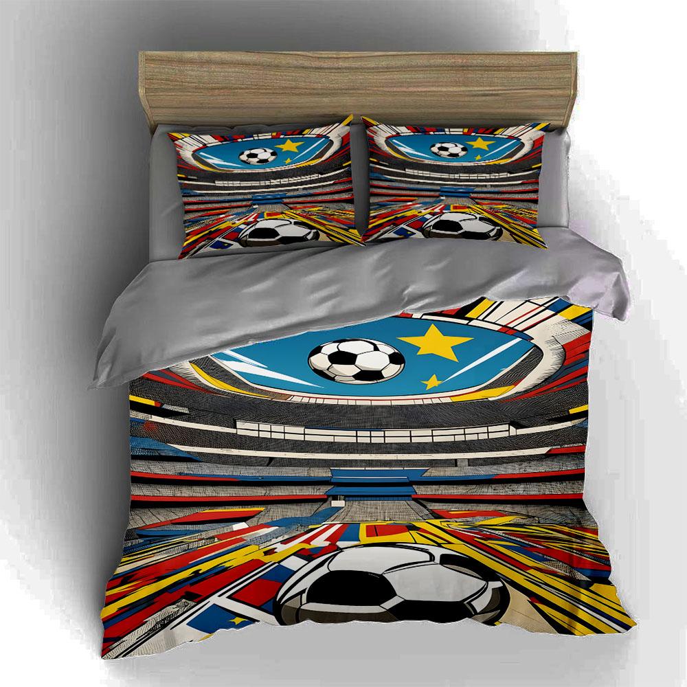 Soccer-themed, colorful, dynamic. Bedding Duvet cover sets Duvet covers Pillowcases gifts (1 * Duvet Cover 2 * Pillowcases, without duvet insert)