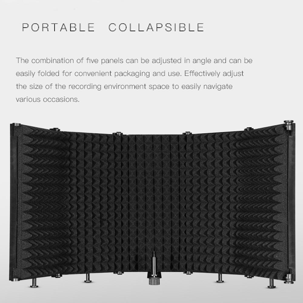 Foldable Adjustable Sound Absorbing Vocal Recording Panel Portable Isolation Microphone Shield Sound Proof Plate