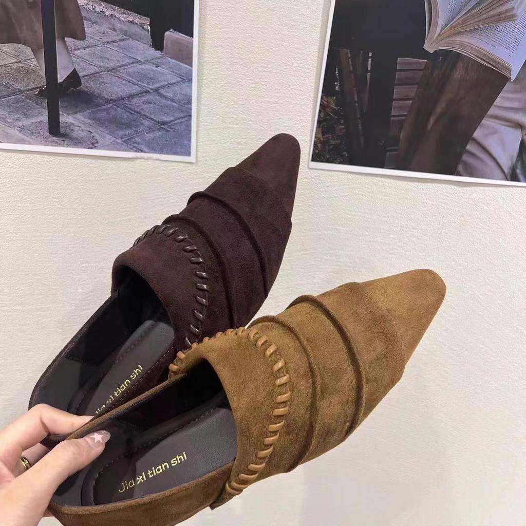 Herbst und Winter Neu Europäische Station 2025 Neue Damenschuhe Lässig Spitz Zehe Flach Damen Einzel Schuhe Alle Jahreszeiten