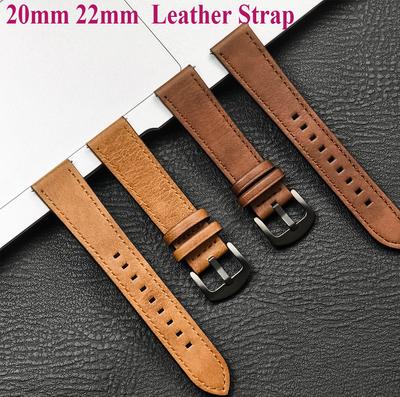 20mm 22mm Leather Strap for Samsung Galaxy Watch 7 6 5 4 40 44mm Gear Band Vintage Bracelet for Xiaomi Redmi Watch 5 Lite/Active