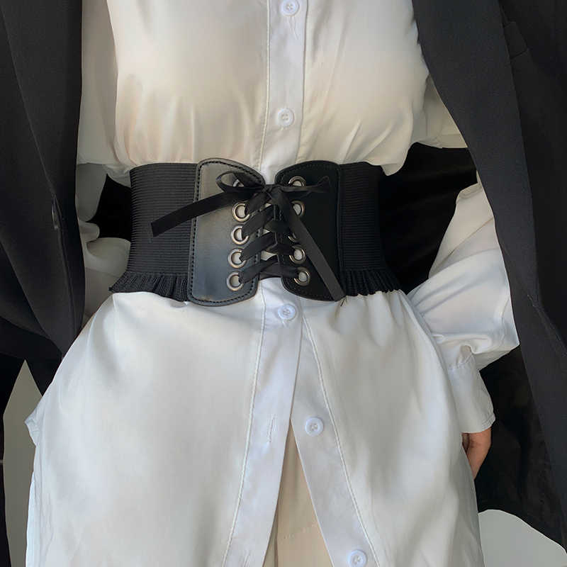 1pcs Women's Wide Black Belt with Buckle and Straps, a Versatile Fashionable - Waist Belt Suitable for Daily Wear, Can W