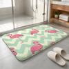 Cabana Stripe Flamingo Floor Mat Machine Washable Soft Flannel Area Rug, Non-Slip Absorbent Floor Mat for Living Room Bedroom
