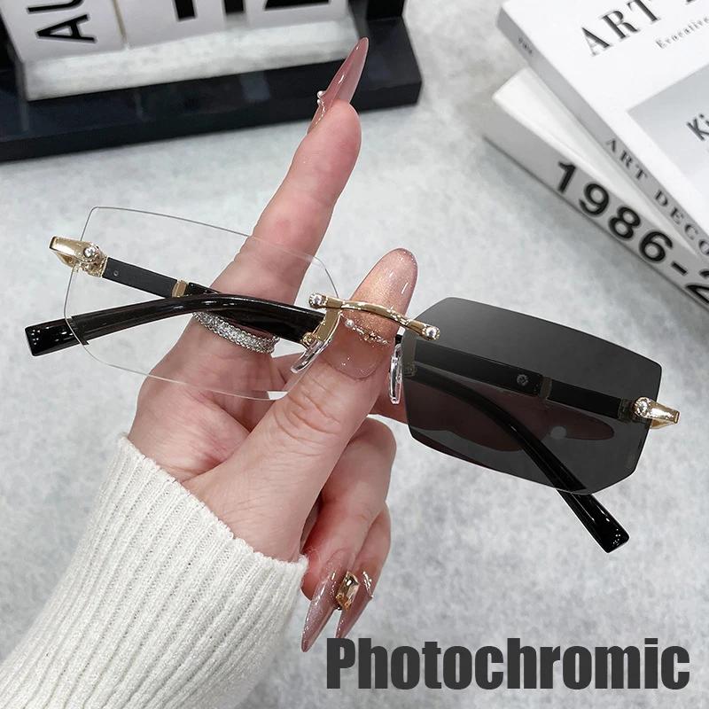 New Fashion Rimless Presbyopia Glasses Anti Blue Light Reading Glasses for Men Women Diopter +3.0 +3.5 +4.0 Clear Lens