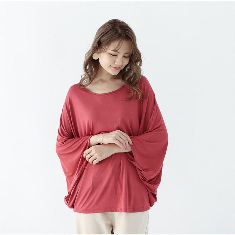 Plus Size Ladies 40-count Modal Batwing-sleeved Tshirt Short Sleeves Slimming Casual T-shirts Loose Tee Tops 13 Colors Japanese-style