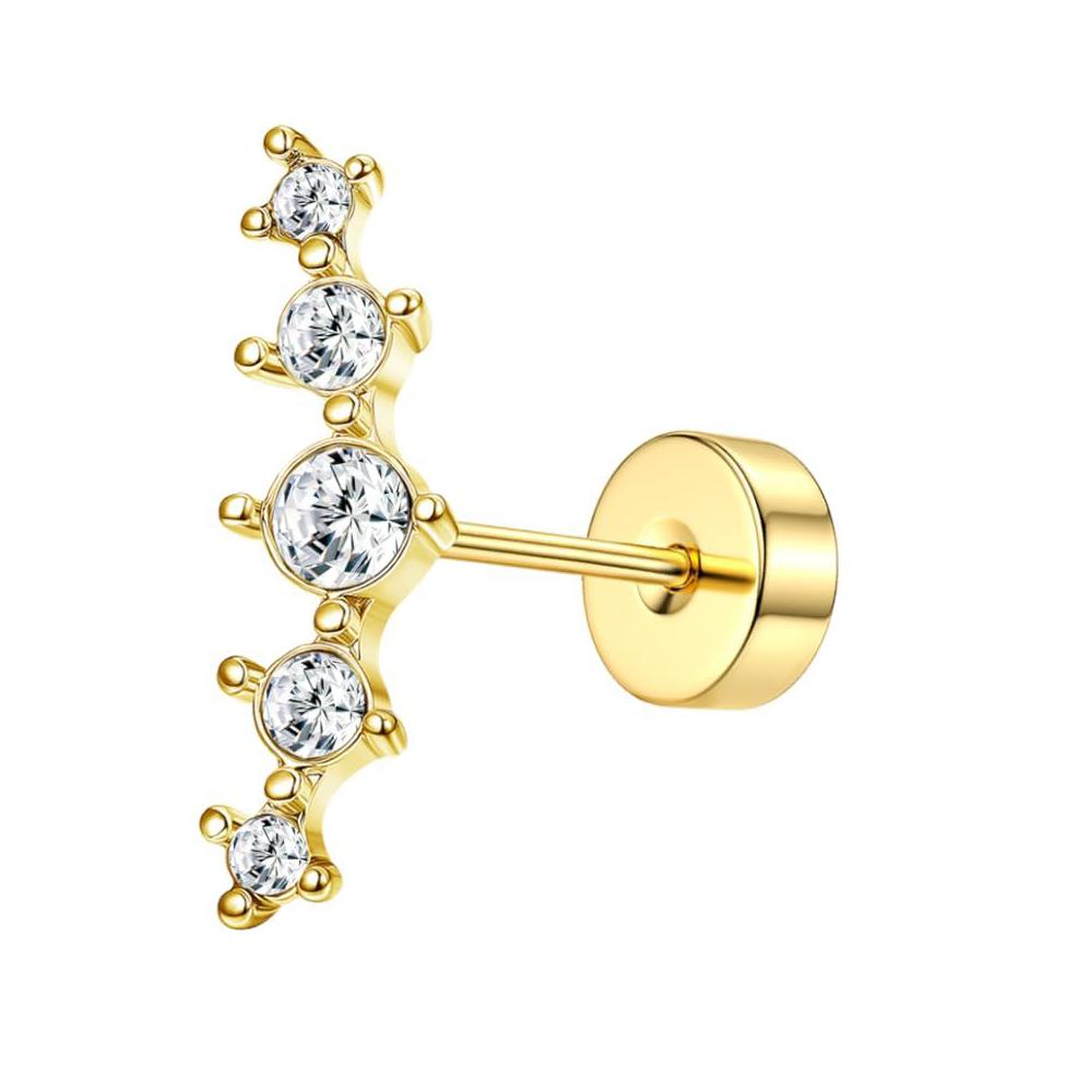 Bobisty Surgical Steel Cartilage Studs Earrings Hypoallergenic Earring Set Flat Back Helix Tragus Piercing Jewellery for Women