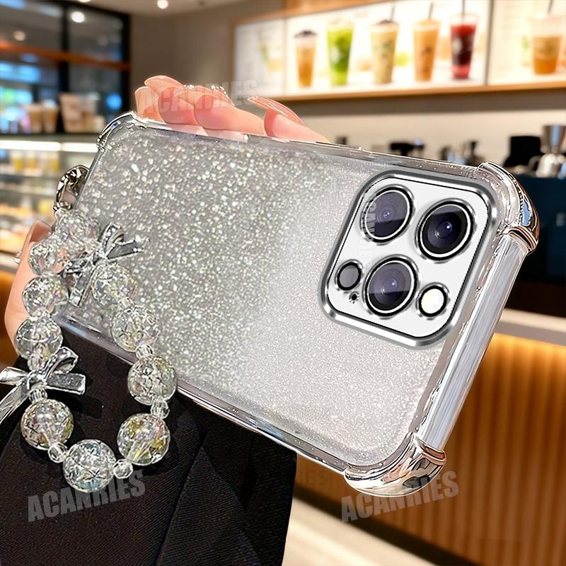 Yıldız Askı Zinciri Kaplama Simli Darbeye Dayanıklı Silikon Kılıf Iphone 11 12 13 14 15 16 Pro Max Plus Mini X Xs 7 8 Arka Kapak