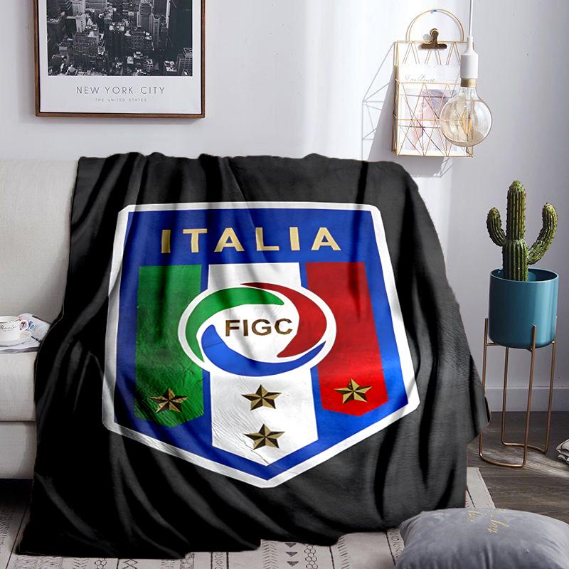 Italy Football Crest Blanket Flannel Throw for Sofa, Indoor, Camping, Living Room, Office, Chair, And Bed Soft Birthday Gift