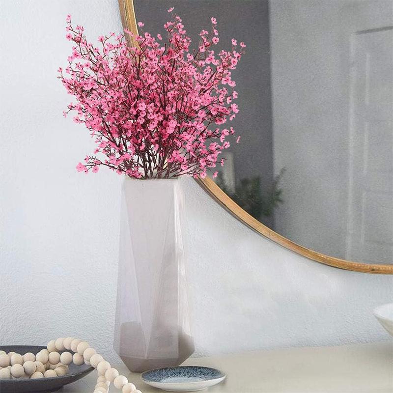 Pink Artificial Flowers Cherry Blossoms Gypsophila Fake Plants DIY Wedding Bouquet Vases for Home Decor Faux Christmas Branch