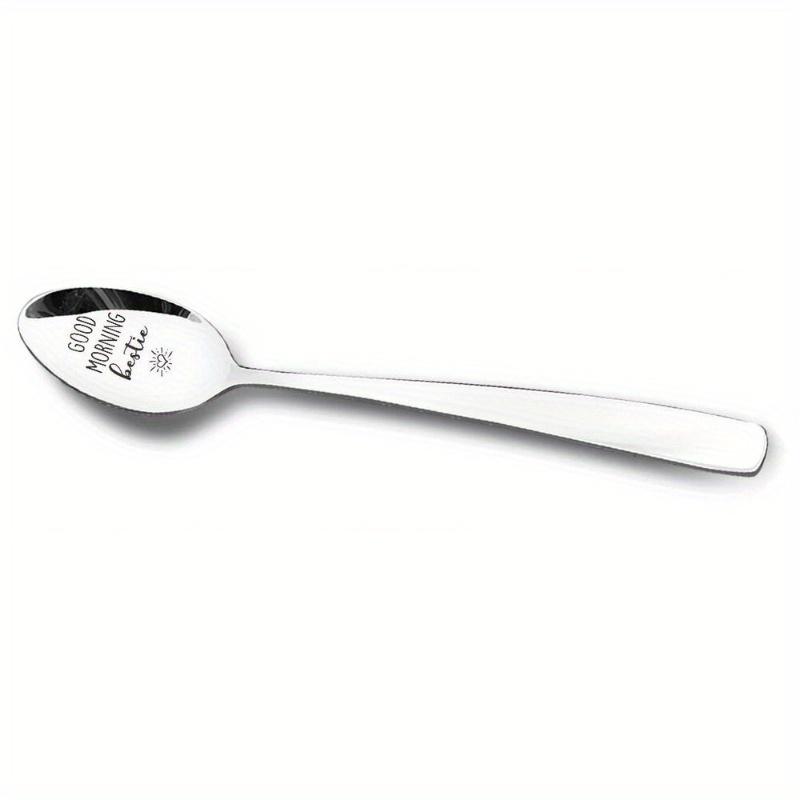 

1 Piece Good Morning Bestie Spoon Stainless Steel Engraved Love Quote Ideal As Birthday Gift Holiday Present For Best Friend