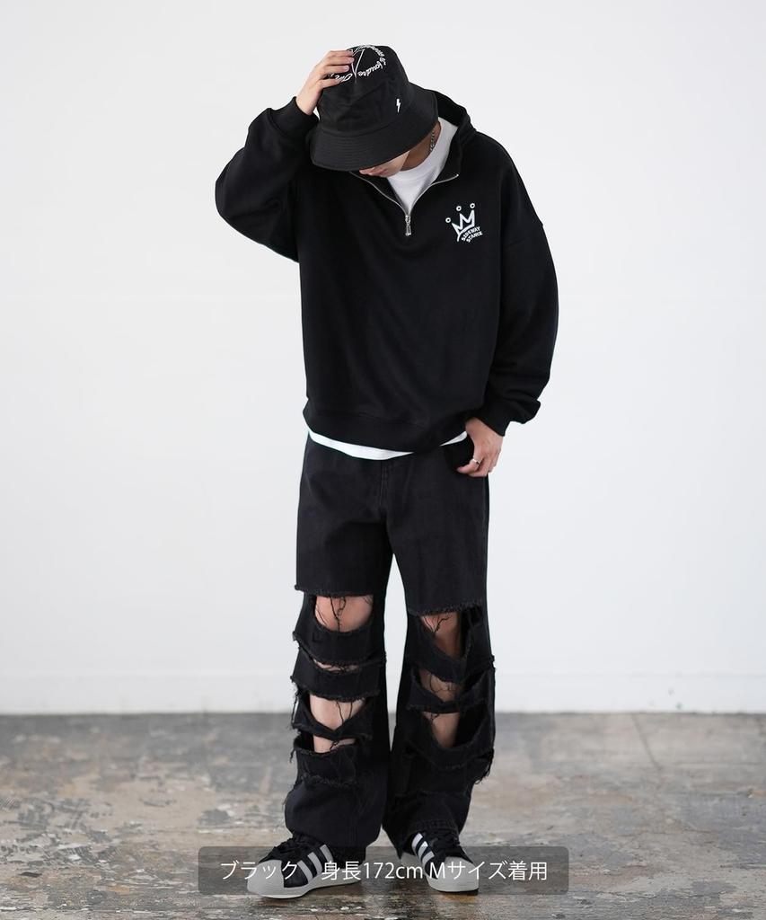 [IMPROVES] [SIDEWAYSTANCE] Crown Logo Fleece Half-Zip Sweatshirt