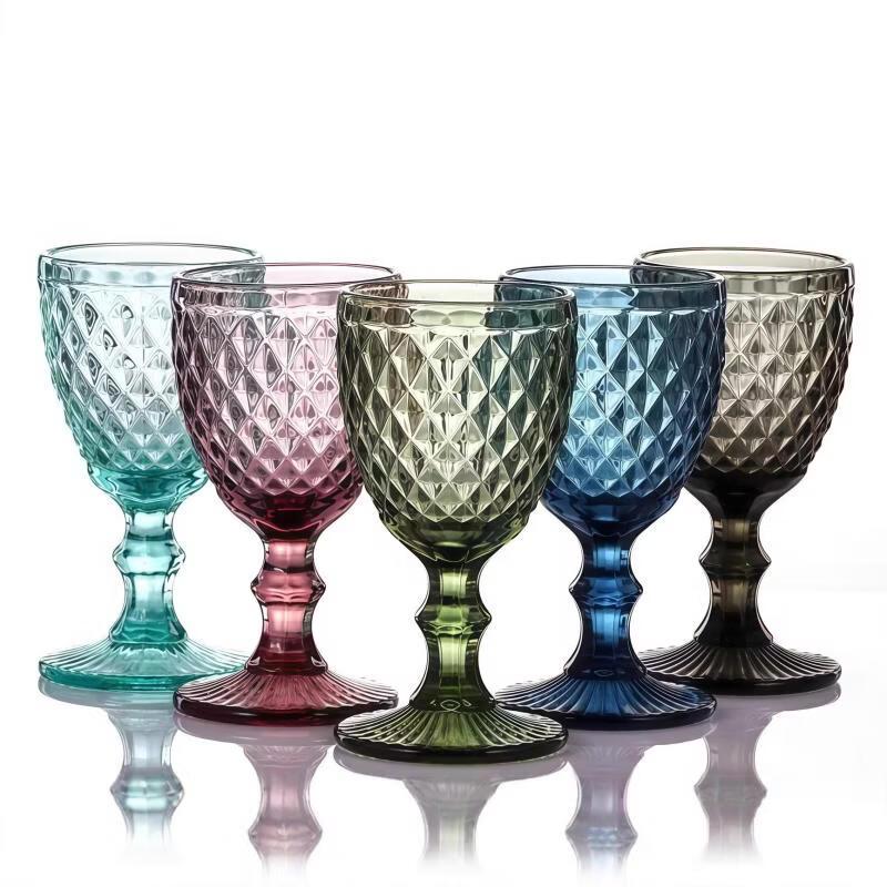 Shangqi European Embossed Colored Wine Glasses
