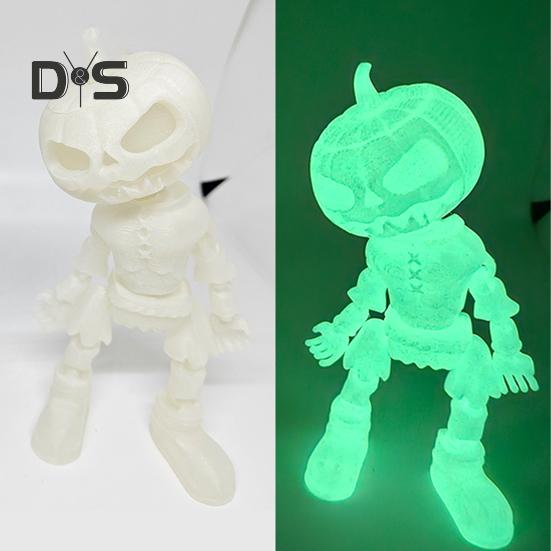 Halloween Pumpkin Figurine Glow-in-the-Dark Pumpkin Man Figurine with Movable Joints Flameless Jack O Lantern Ornaments for House Party Decor Gifts