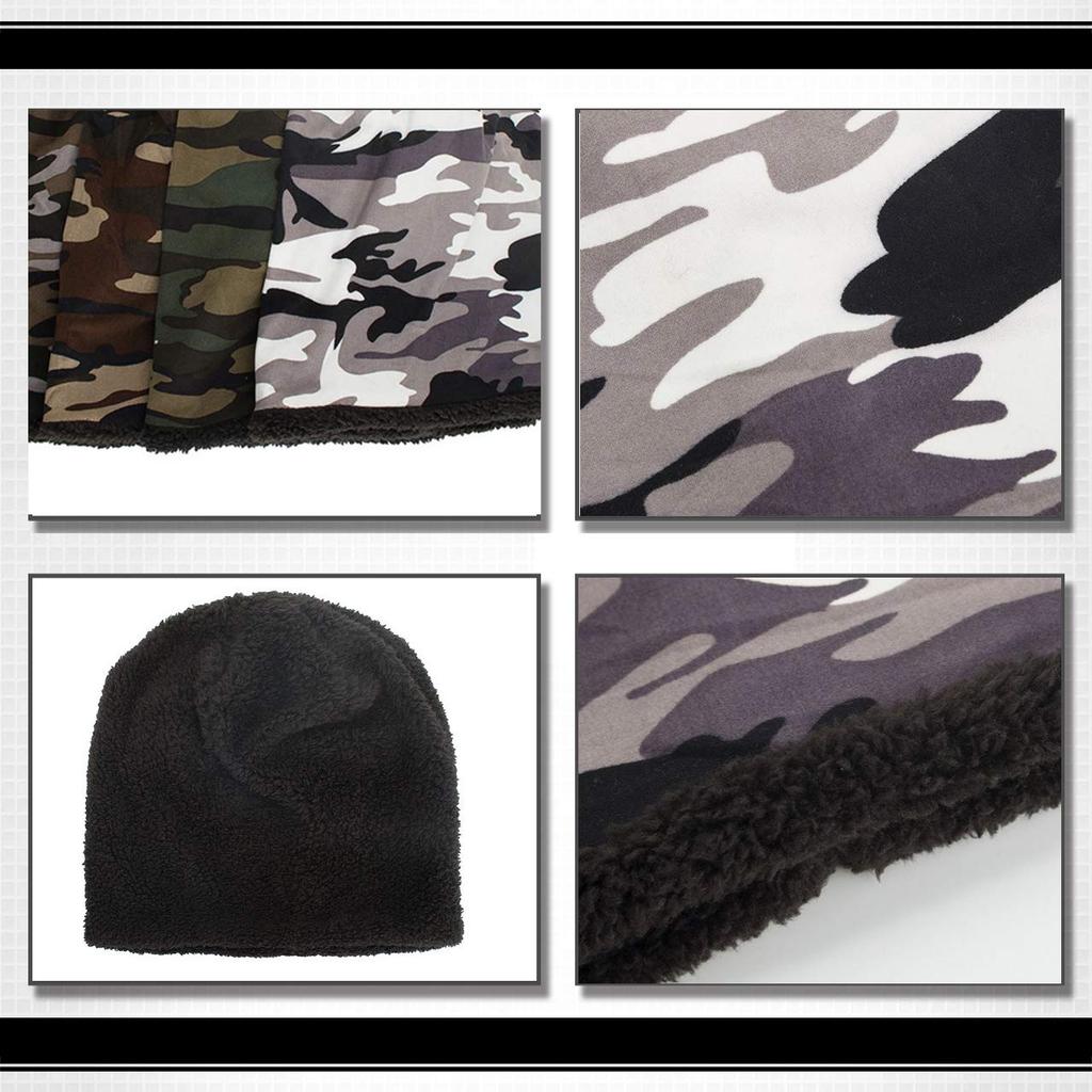 WHITE FANG Knitted Fleece Cold CA294 Cap, Camouflage, Lining, Autumn/Winter, Protection, Men's (02 Green)