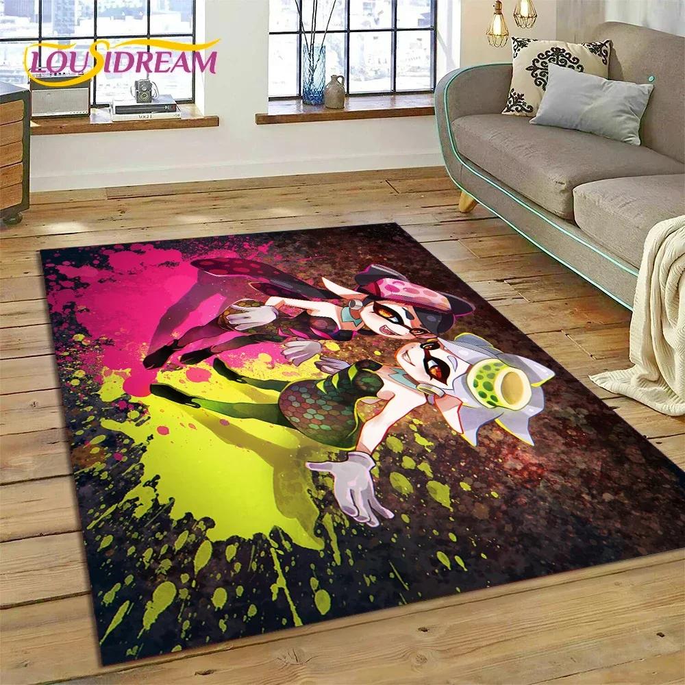 Splatoon3 PC Gamer Kreskówka Gra Dywanik do Sypialni Salonu Domu Dekoracja Sofy,Gra dla Dzieci Duży Dekor Mata Podłogowa Prezent