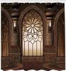 Gothic Cathedral Stained Glass Shower Curtain Medieval Art Decor Linen180X180