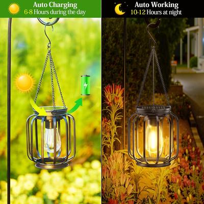 1/2/4 Stück Solarbetriebene Laterne Outdoor Solar Hängelicht mit Haken Warmweiß Wasserdichte Solar-Gartenlampe für Hof Veranda Dekoration