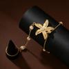 Bohemian Starfish Pearl Bracelets for Women Ladies Ocean Style Gold Color Finger Rings Bracelets Beach Party Jewelry Accessories