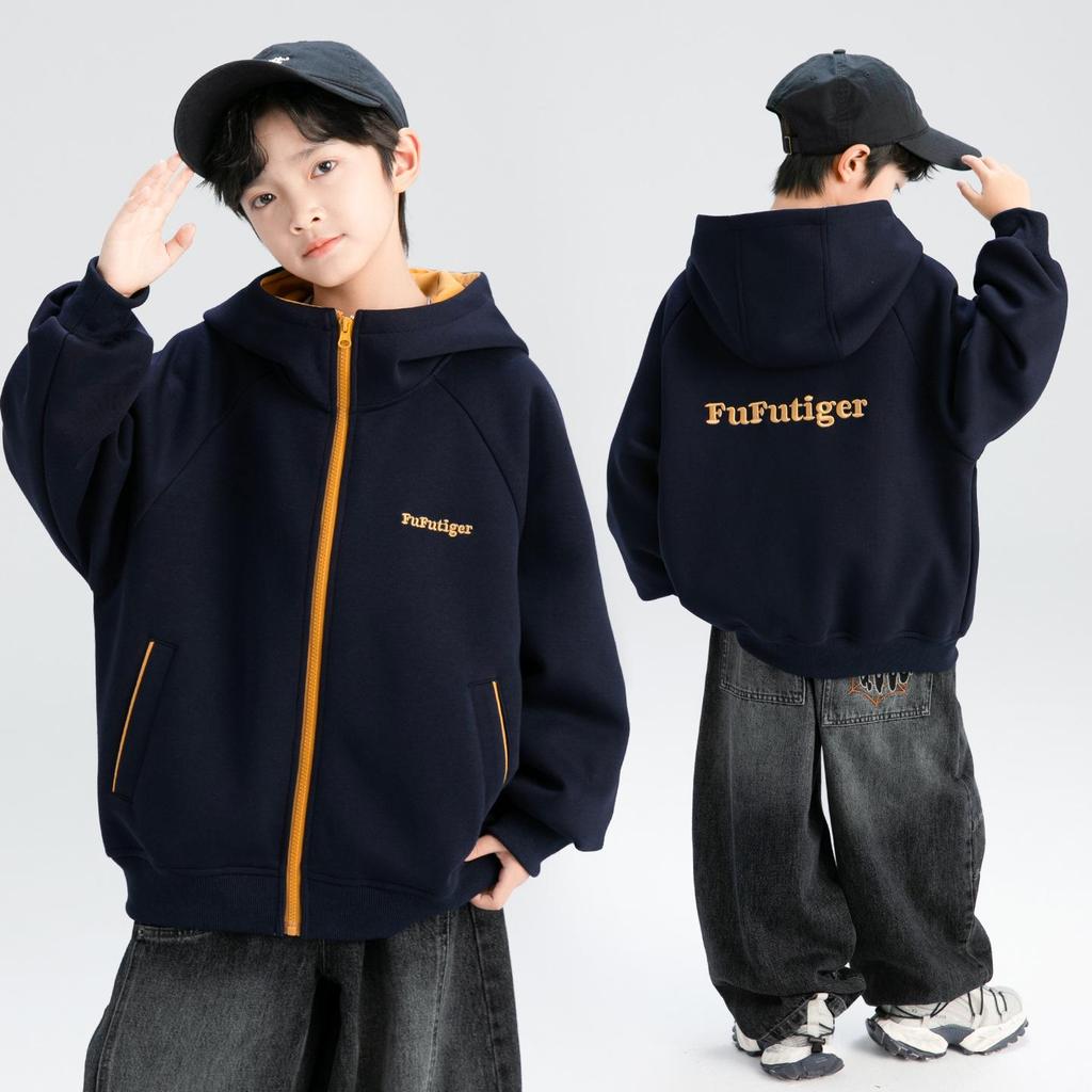 Boys' Hooded Sweatshirt Jacket - Trendy Autumn Wear for Kids