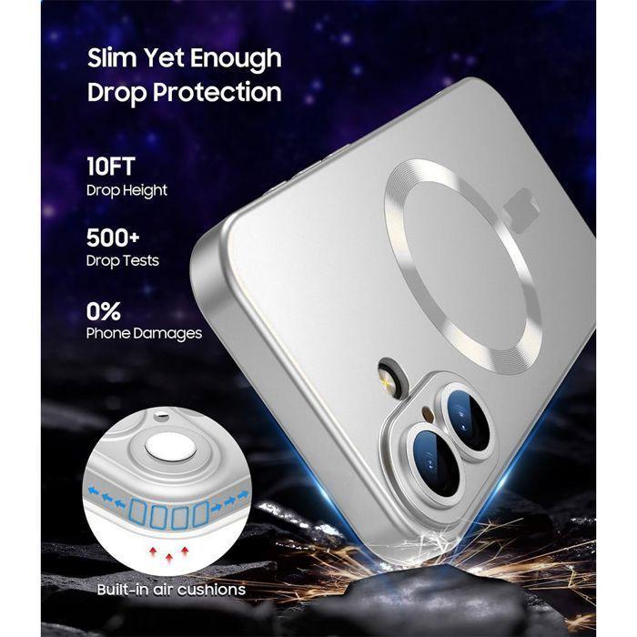 Coque de Téléphone - E.F.Connection - iPhone 17 Pro Max - Silicone avec Anneau Magnétique Argenté