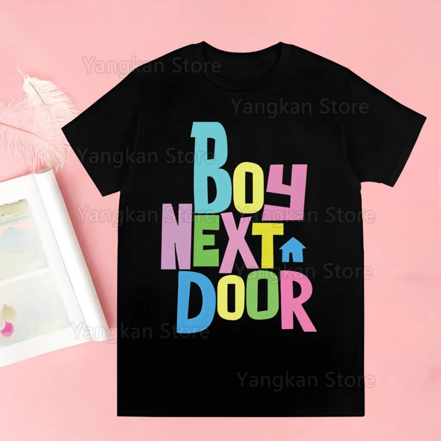 

BOYNEXTDOOR Футболки Женские Летние Графические Футболки Смешные Рубашки Футболки С Круглым Вырезом Харадзюку Топы S чёрный