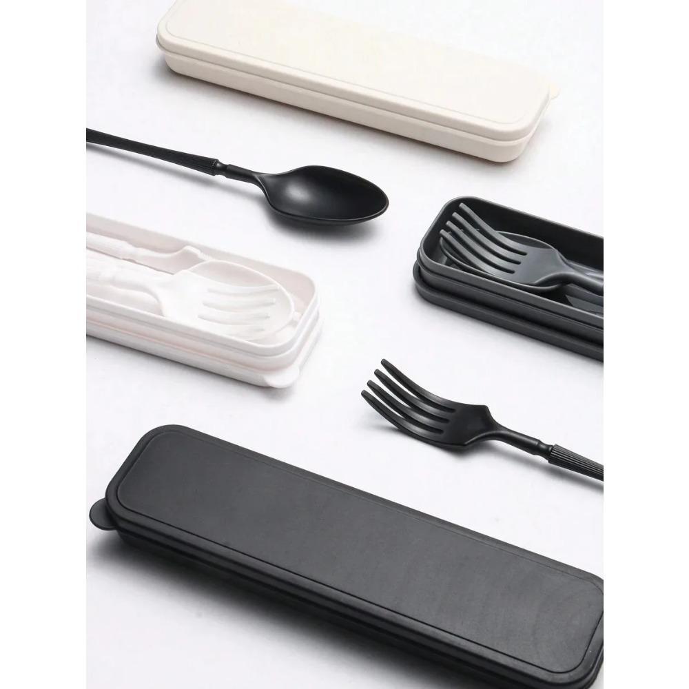 1pcs Knife, fork, spoon and chopsticks plastic tableware set, reusable, suitable for picnics, camping, and student supplies