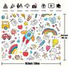2D Classroom Decoration Backdrop, Hand Drawn Rocket Rainbow & School Items Banner