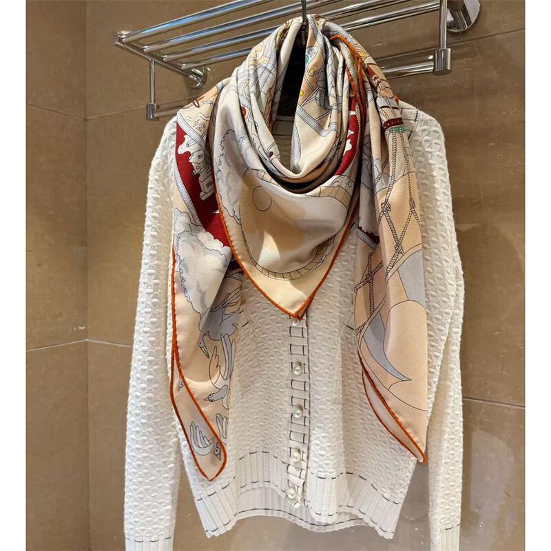 NINA SOLOR Signature Monogram Lamb Wool Square Scarf