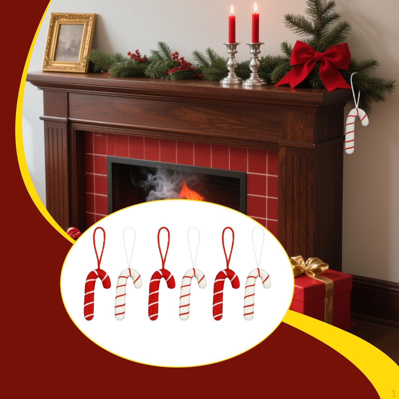 

6 Pieces Christmas Candy Cane Decors Adornments Lightweight 7 cm Xmas for Party Supplies