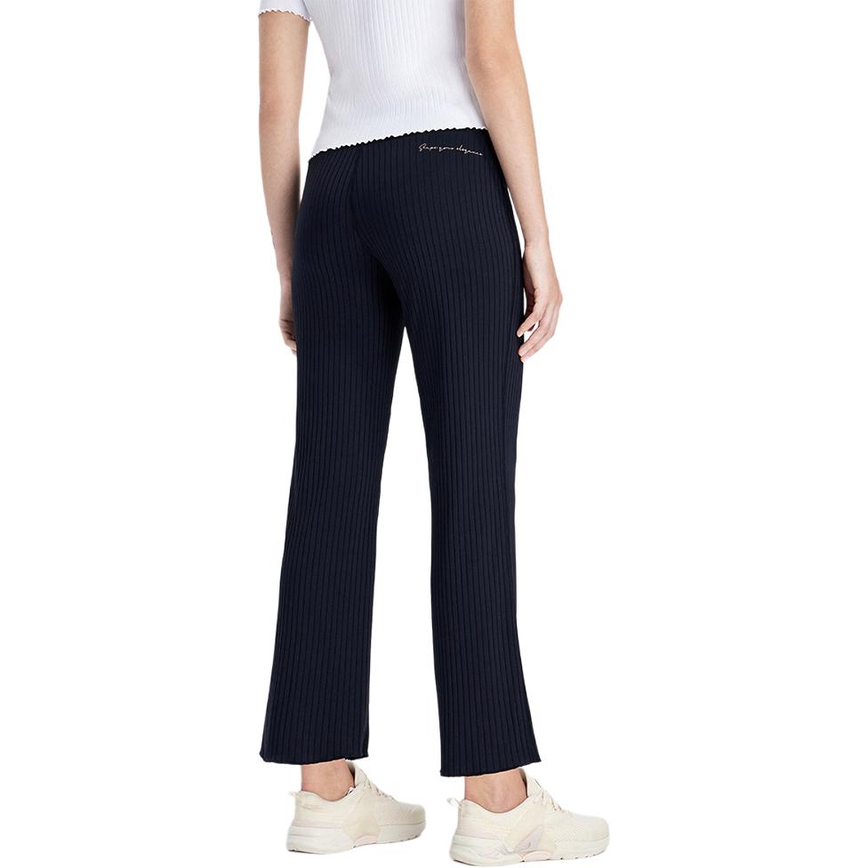 Fila SS23 Solid Color Logo Basic Simple High Waist Sports Wide Leg Long Pants Women Pants Deep-Black A11W321614F-BK