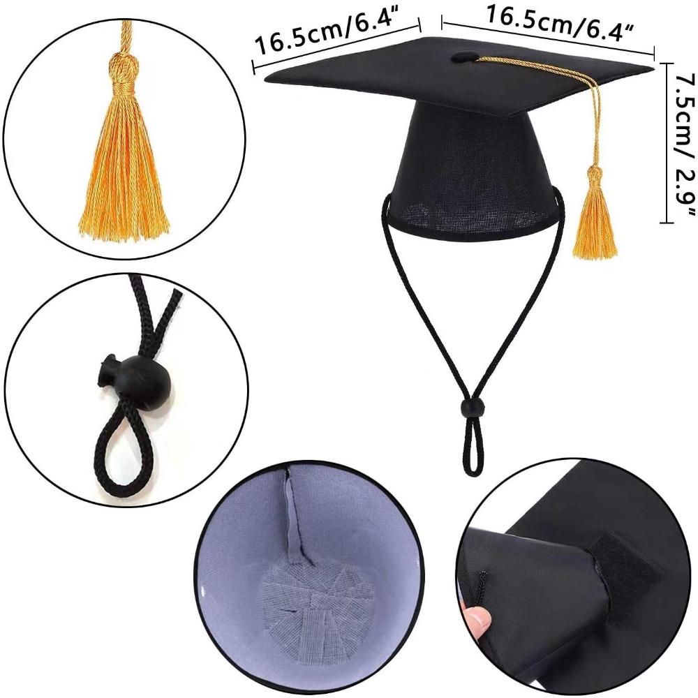 2Pcs/Set with Bow Tie Pet Graduation Caps Mortarboard Hat Congrats Grad Dog Graduation Hats Honors Graduation Degree Ceremony