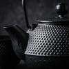 CAST IRON KETTLE 0.8L TEAPOT SET 2x CUPS STAND BLACK