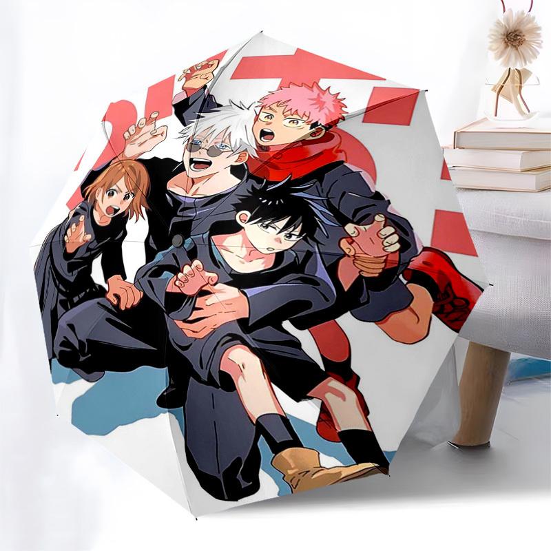 1pc Jujutsu Kaisen Characters Outdoor Umbrella - Automatic Opening/Closing, Portable 3-Fold Design, 8-Bone Iron Frame - Perfect Gift for Fans, Travele