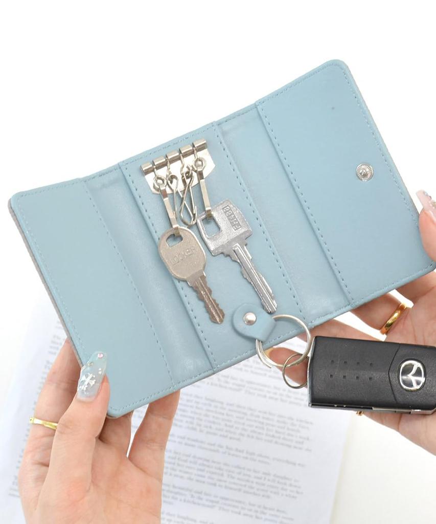 Altro Rose Gray Key Smart Key Key and Card Case, Women's, 4-Ring, Stylish, Compatible, Unisex, Two-Tone Design, Small, Slim, Compact, Thin,