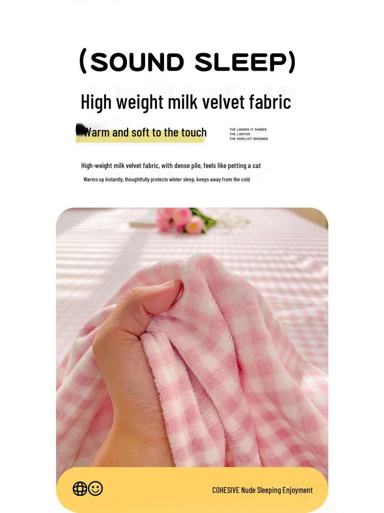 Kreskówkowy zimowy komplet pościeli z aksamitu mlecznego: Koc flanelowy polarowy, Prześcieradło, Poszewka na poduszkę - Gruby polar koralowy, Rozmiar pojedynczy.