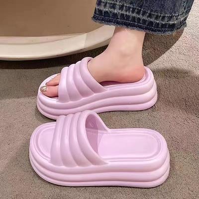 Damen Klobige Plateau-Slipper Sommer Komfort Weiche Sohle Strandschuhe Pantoletten Dicke Sohle Rutschfeste Sandalen Damen