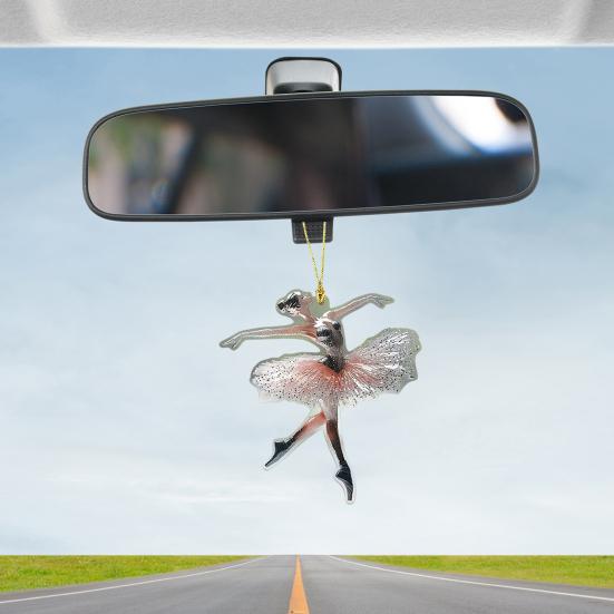 Sparkling Ballerina Christmas Ornament 2D Acrylic Hanging Decor for Tree Car Mirror Home Display Festive Dance Figure