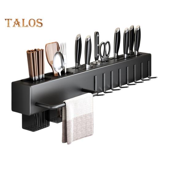 Kitchen Cutlery Holder Wall Mounted Cutter Holder with Hooks Carbon Steel Cutter Storage Rack for Spoon Chopsticks Rust-Resistant Kitchen Utensil