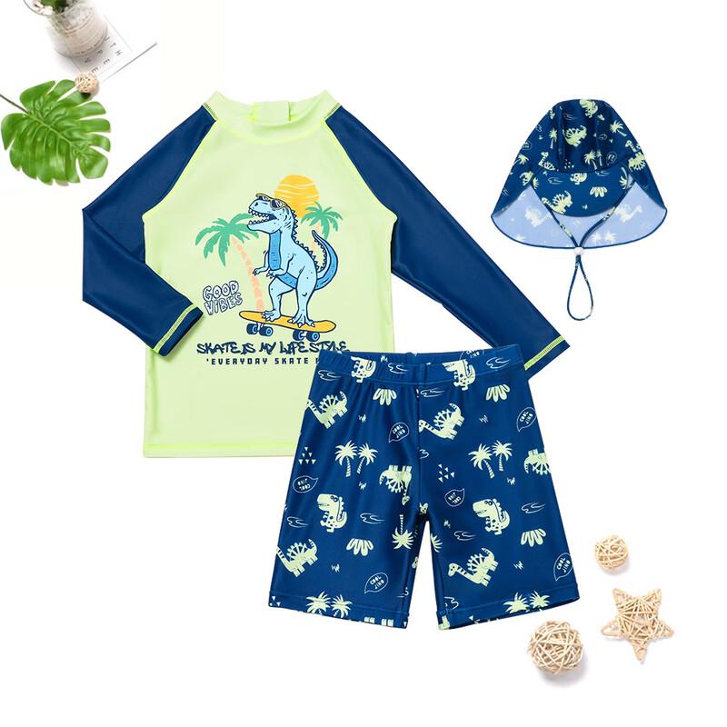 Boys  Dinosaur Print Split Swimsuit Set