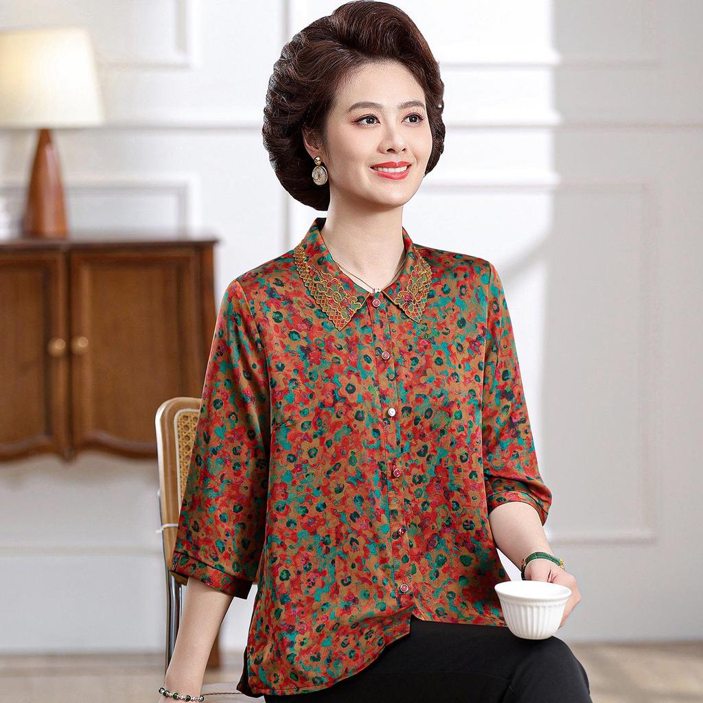 Elegant New Chiffon Blouse for Middle-aged & Elderly Women - Chinese Spring/Summer Style for Grandmas