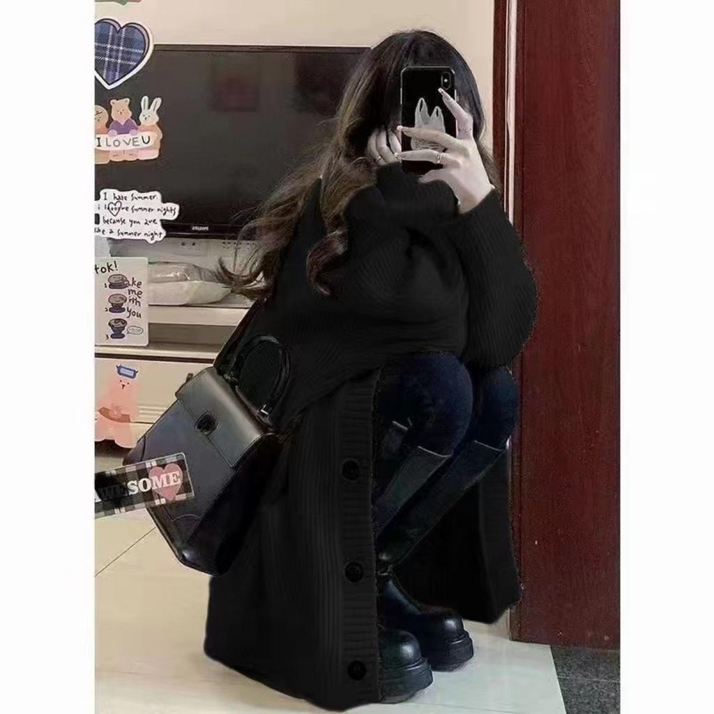 Korean V-neck Lazy Style Cardigan, Japanese Minimalist Sweater, Women's Spring, Autumn, Winter Casual Loose Knit Sweater