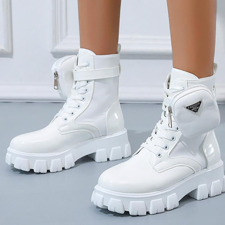 Women's Plus Size Round Toe PU Snow Boots Casual Short Tube Thick Soled Martin Boot Knight Shoes 35-43