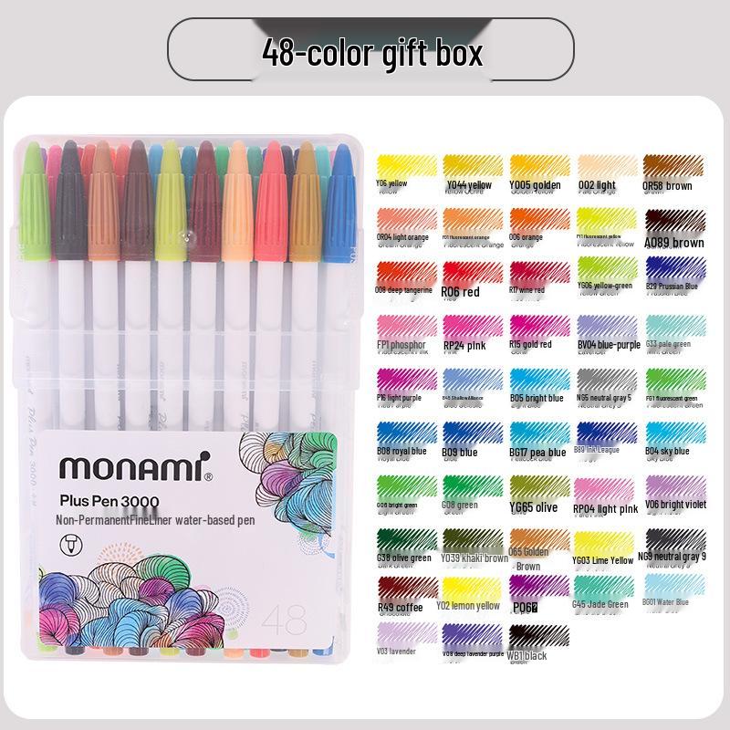 Mona Mei Plus 2022 Water-Based 60 Color Fiber Pen Set - White Barrel Liner Pen