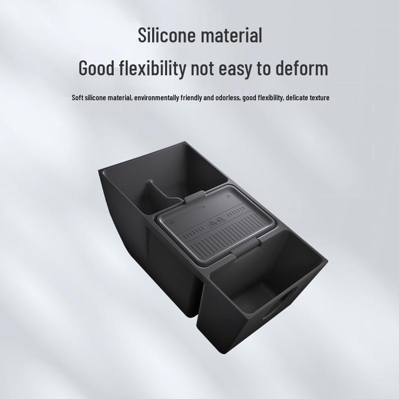 Compatible Tesla Central Console Silicone Storage Box: Original Color, Convenient Lower Console Storage Solution.