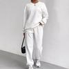 2025 Autumn Winter New Women's Twist Knit Patchwork Long Sleeve Round Neck Top & Pants Two Piece Set For Europe America