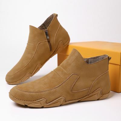 Herren Leder Freizeitschuhe Frühling Herbst Herren Freizeit Flache Skateboard Mode Slipper Winter Plüsch Warme Stiefel