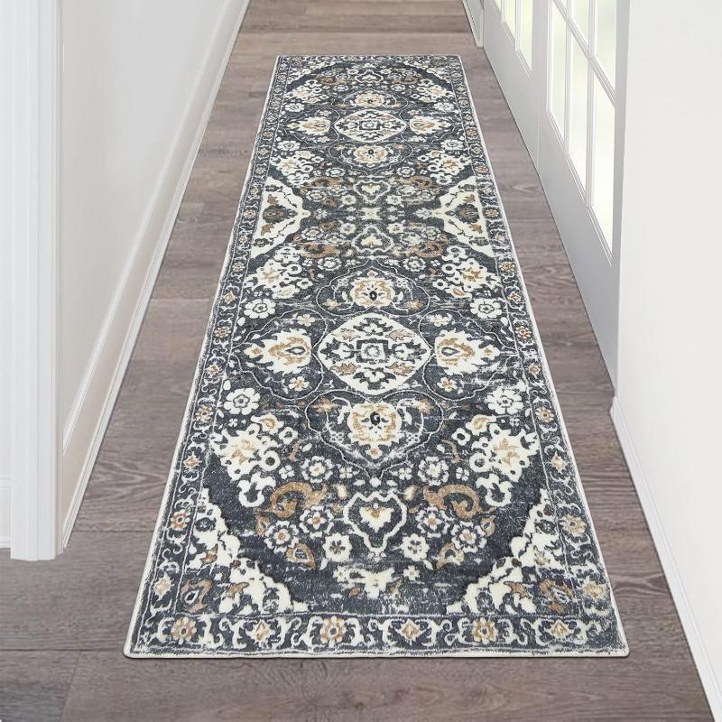 Boho Vintage Ethnic Runner Rug Non Slip Washable Hallway Carpet for Kitchen Entry Bedroom Farmhouse Indoor Floor Mat