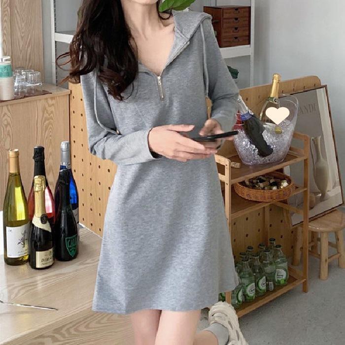 Hooded dress women s new large size women s clothing medium and long loose and thin dress M